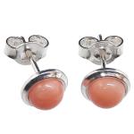 Coralli di Sardegna Earrings Pink Coral Cabochon 5 mm diameter and Silver