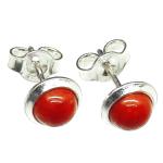 Coralli di Sardegna Pendientes Coral Rojo 5mm Plata Borde Liso Presión