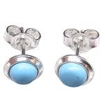 Coralli di Sardegna Turquoise Earrings 5mm Silver Edge Smooth Pressure