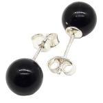 Coralli di Sardegna Earrings Black Agate Ball 8 mm Silver pressure pin