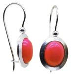 El Coral Pink Coral Earrings 8x10mm Silver Smooth Edge Hook with Safety