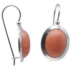 El Coral Pink Coral Earrings 12x16mm Silver Smooth Edge Safe Hook