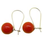 red treaty coral earrings with silver