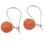 El Coral Earrings Pink Coral Ball 8 mm and Silver Back, 2 cm length