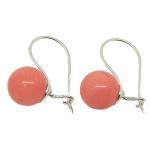 El Coral Earrings Pink Coral Ball 9 mm and Silver Back, 2 cm length