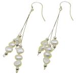 El Coral Earrings 6 White Pearls in 3 Escalated Steel Pendants