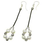 El Coral Earrings White Pearls with Rubber Pendant and Hoop