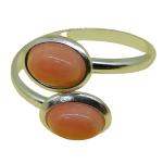 Coralli di Sardegna Ring Pink Coral Double Cabochon 5x7mm and Silver, Adjustable