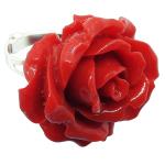 Coralli di Sardegna Red Coral Paste Ring 30 mm in Silver Adjustable Size
