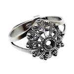 Coralli di Sardegna Sardegna Sardinian filigree ring base burnished silver half Sardinian button