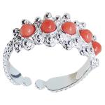 Coralli di Sardegna Ring Pink Coral Balls and Silver Filigree Adjustable