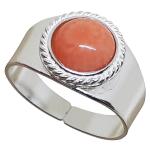 Coralli di Sardegna Anillo Coral Rosa 8mm. Filigrana de Cerdeña Cordón de plata Banda abierta