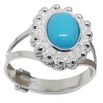 Coralli di Sardegna Turquoise Ring 6x8mm Sardinian Filigree Silver Crown Adjustable Balls