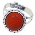 Coralli di Sardegna Red Coral Ring 10x12mm Sardinian Silver Filigree Adjustable