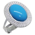 Coralli di Sardegna Ring Turquoise Cabochon 10x14mm, Silver Side 5 turns Adjustable