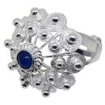 Coralli di Sardegna Blue Agate Ring 4mm Silver Filigree Spirals Adjustable Balls 6,3gr