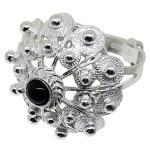 Coralli di Sardegna Anillo Ágata Negra 4mm Espirales Filigrana Plata Bolas Regulables 6,3gr