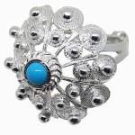 Coralli di Sardegna Ring Turquoise Ball with Silver Filigree Button 22mm, Adjustable