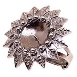 Coralli di Sardegna Sardinian Filigree Base Ring Burnished silver Crown Balls Leaves 23mm