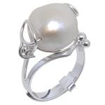 Coralli di Sardegna Silver pearl ring natural effect adjustable