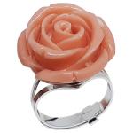 Coralli di Sardegna Anillo Coral Rosa en Forma Rosa 20mm con Montura Plata, Ajustable