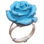 Coralli di Sardegna Anillo Turquesa Forma Rosa 25mm. en Plata Tamaño Ajustable