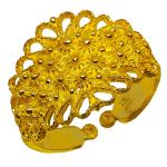 Coralli di Sardegna Ring gilt silver Filigree Outlined Leaves 15mm Width, Adjustable
