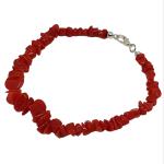 Coralli di Sardegna Pulsera Coral Rojo Cerdeña Chips Cierre Plateado