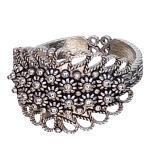 Coralli di Sardegna Ring Old Silver Filigree Outlined Leaves 15mm Width, Adjustable