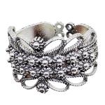 Coralli di Sardegna Sardinian Filigree Ring Burnished Silver Ring Perforated Leaves Adjustable Balls