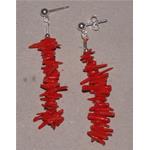 pendientes coral tratado rojo y plata