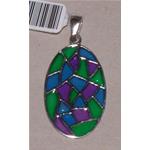 enameled pendant with silver