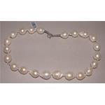 El Coral Necklace White Baroque Pearls with Pear Shape, 105.5gr Weight