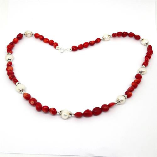 Red Coral Necklace with Freshwater Pearls – Lireille