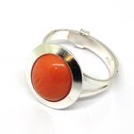 Coralli di Sardegna Ring Silver and Pink Coral Oval Cabochon 10x12 mm. Adjustable