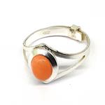 Coralli di Sardegna Ring Silver and Pink Coral Oval Cabochon 6x8 mm. Adjustable