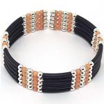 El Coral Bracelet Pink Coral 2 Balls with Rubber and Steel Spring 5 strips