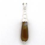El Coral Pendant Multicolor Agate Drop with Silver Filigree, 51mm, 5.2gr Weight