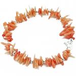 El Coral Bracelet Pink Coral Points, Silvered Balls and Clasp