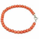 EL Coral Bracelet Pink Coral Balls 5 mm and Silvered Clasp