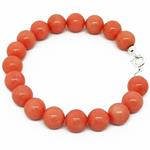 El Coral Bracelet Pink Coral Balls 10 mm and Silvered Clasp