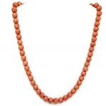 El Coral Necklace Pink Coral 9 mm Balls and Silvered Clasp