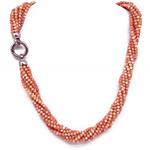 El Coral Necklace Pink Coral 3.5 mm Balls, 8 Strips and 20 mm d. Clasp