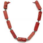 El Coral Necklace Pink Coral Cylindrical Pieces 15x35 mm with Zamak