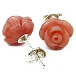 El Coral Earrings Pink Coral 10 mm Rose with Silver