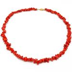 El Coral Necklace Red Coral Chips and Golden Clasp