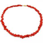 El Coral Collana in Corallo Rosso Chips da 6mm. Lunghezza 45cm. Chiusura Dorato