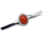 Coralli di Sardegna Brooch Pink Coral Cabochon and Silver Filigree Delicate Side