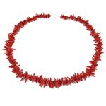 El Coral Necklace Red Coral Points and Silvered Clasp