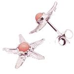 Coralli di Sardegna Pendientes Coral Rosa Bolita y Estrella de Mar Filigrana Plata